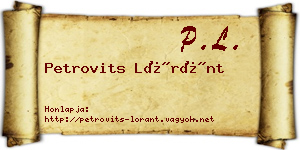 Petrovits Lóránt névjegykártya