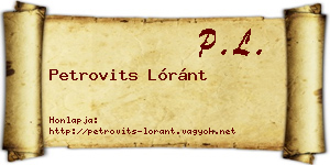 Petrovits Lóránt névjegykártya