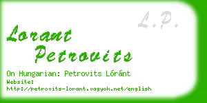 lorant petrovits business card