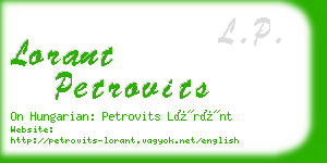 lorant petrovits business card